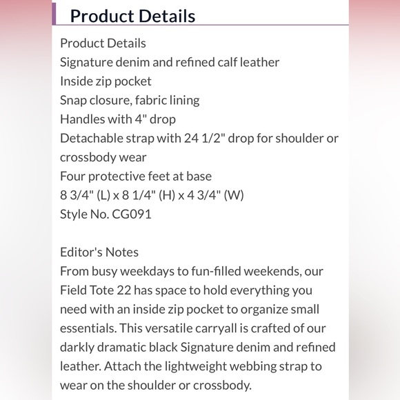 Coach Field Tote 22 Signature Denim Black - Picture 15 of 15